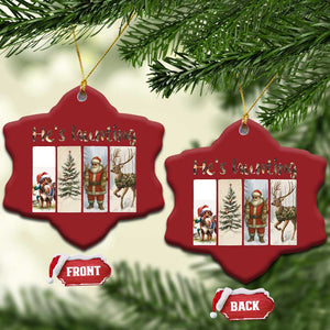 Santa Funny Xmas Hunter Look Christmas Ornament He Is Hunting TS12 Snow Flake Red Print Your Wear