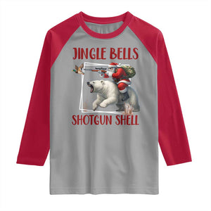 Funny Christmas Hunting Raglan Shirt Jingle Bells Shotgun Shells TS12 Sport Gray Red Print Your Wear