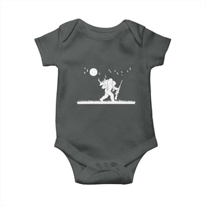 Sasquatch Hunter With Rifle Baby Onesie Funny Bigfoot Outdoor Design TS12 Dark Heather Print Your Wear
