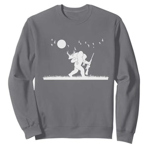 Sasquatch Hunter With Rifle Sweatshirt Funny Bigfoot Outdoor Design TS12 Charcoal Print Your Wear