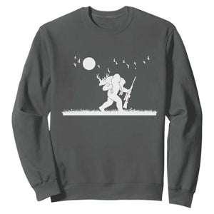 Sasquatch Hunter With Rifle Sweatshirt Funny Bigfoot Outdoor Design TS12 Dark Heather Print Your Wear