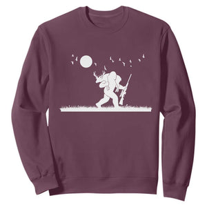 Sasquatch Hunter With Rifle Sweatshirt Funny Bigfoot Outdoor Design TS12 Maroon Print Your Wear
