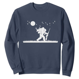 Sasquatch Hunter With Rifle Sweatshirt Funny Bigfoot Outdoor Design TS12 Navy Print Your Wear