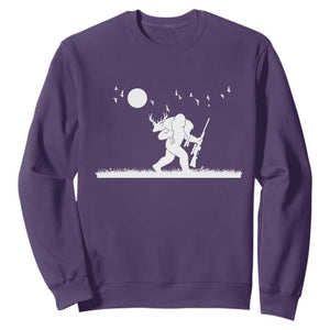 Sasquatch Hunter With Rifle Sweatshirt Funny Bigfoot Outdoor Design TS12 Purple Print Your Wear