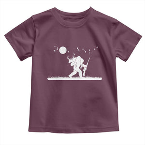 Sasquatch Hunter With Rifle Toddler T Shirt Funny Bigfoot Outdoor Design TS12 Maroon Print Your Wear