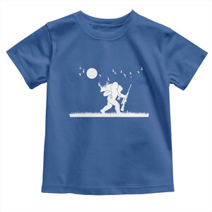 Sasquatch Hunter With Rifle Toddler T Shirt Funny Bigfoot Outdoor Design TS12 Royal Blue Print Your Wear