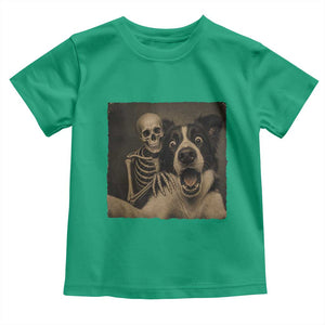Funny Skeleton Selfie With Border Collie Toddler T Shirt Halloween Spooky Dog Lover Gift TS12 Irish Green Print Your Wear