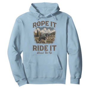 Border Collie Cowboy Farm Dog Hoodie Rope It Ride It Round Em Up Ranch Life Gift TS12 Light Blue Print Your Wear