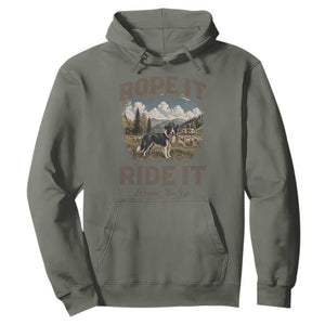 Border Collie Cowboy Farm Dog Hoodie Rope It Ride It Round Em Up Ranch Life Gift TS12 Military Green Print Your Wear