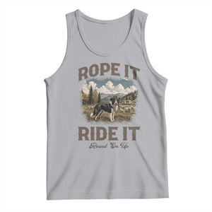 Border Collie Cowboy Farm Dog Tank Top Rope It Ride It Round Em Up Ranch Life Gift TS12 Athletic Heather Print Your Wear