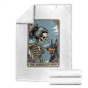 The Doberman Mom Skeleton Tarot Card Throw Blanket Boop Dobie Halloween Dog Lover Gift