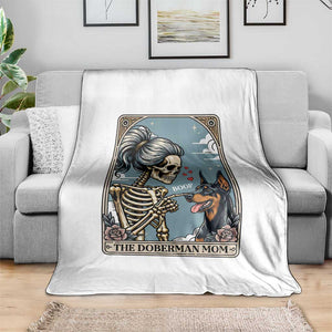 The Doberman Mom Skeleton Tarot Card Throw Blanket Boop Dobie Halloween Dog Lover Gift