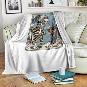 The Doberman Mom Skeleton Tarot Card Throw Blanket Boop Dobie Halloween Dog Lover Gift
