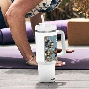 The Doberman Mom Skeleton Tarot Card Tumbler With Handle Boop Dobie Halloween Dog Lover Gift