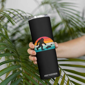 Funny Bigfoot Walking Border Collie Dog Skinny Tumbler Vintage Dog Lover Gift