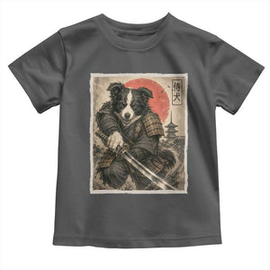 Japanese Border Collie Samurai Warrior Toddler T Shirt Vintage Ukiyoe Dog Lover TS12 Dark Heather Print Your Wear