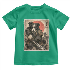 Japanese Border Collie Samurai Warrior Toddler T Shirt Vintage Ukiyoe Dog Lover TS12 Irish Green Print Your Wear
