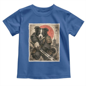Japanese Border Collie Samurai Warrior Toddler T Shirt Vintage Ukiyoe Dog Lover TS12 Royal Blue Print Your Wear