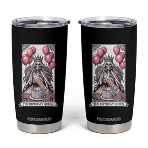 Funny 40th Birthday Queen Tarot Card Tumbler Cup Gothic Skeleton Dark Humor Gift