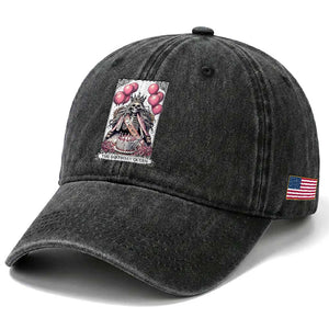 Funny 40th Birthday Queen Tarot Card Washed Cotton Baseball Cap Gothic Skeleton Dark Humor Gift