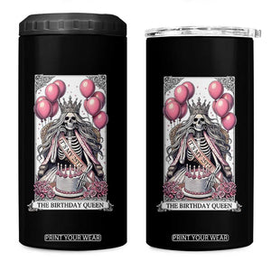 Funny 25th Birthday Queen Tarot Card 4 in 1 Can Cooler Tumbler Gothic Skeleton Dark Humor Gift
