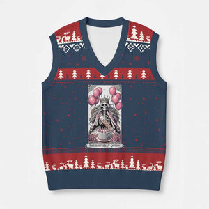 Funny 25th Birthday Queen Tarot Card V-Neck Knit Sweater Vest Gothic Skeleton Dark Humor Gift TS12 Navy Red Print Your Wear