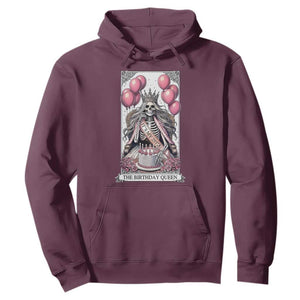 Funny 25th Birthday Queen Tarot Card Hoodie Gothic Skeleton Dark Humor Gift TS12 Maroon Print Your Wear
