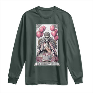 Funny 25th Birthday Queen Tarot Card Long Sleeve Shirt Gothic Skeleton Dark Humor Gift TS12 Dark Forest Green Print Your Wear