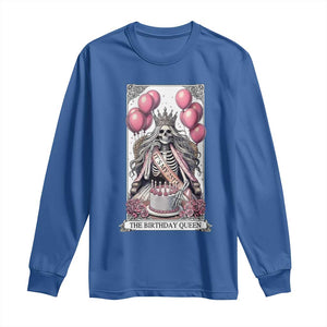 Funny 25th Birthday Queen Tarot Card Long Sleeve Shirt Gothic Skeleton Dark Humor Gift TS12 Royal Blue Print Your Wear