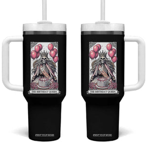 Funny 25th Birthday Queen Tarot Card Tumbler With Handle Gothic Skeleton Dark Humor Gift