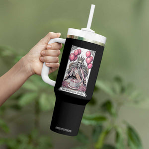 Funny 25th Birthday Queen Tarot Card Tumbler With Handle Gothic Skeleton Dark Humor Gift