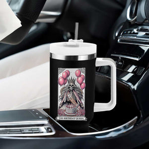 Funny 25th Birthday Queen Tarot Card Tumbler With Handle Gothic Skeleton Dark Humor Gift