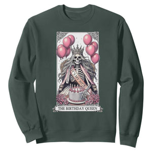 Funny 30th Birthday Queen Tarot Card Sweatshirt Gothic Skeleton Dark Humor Gift TS12 Dark Forest Green Print Your Wear