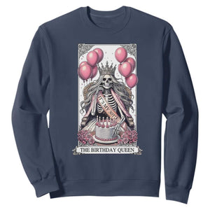 Funny 30th Birthday Queen Tarot Card Sweatshirt Gothic Skeleton Dark Humor Gift TS12 Navy Print Your Wear