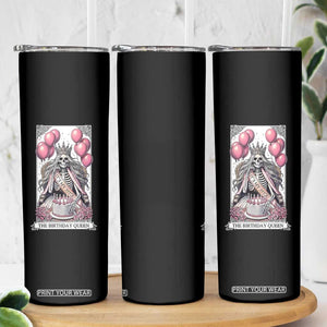 Funny 35th Birthday Queen Tarot Card Skinny Tumbler Gothic Skeleton Dark Humor Gift