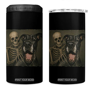 Funny Skeleton Selfie With Great Dane 4 in 1 Can Cooler Tumbler Halloween Spooky Dog Lover Gift