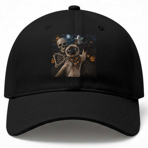 Funny Skeleton Selfie Siamese Cat Baseball Cap Halloween Spooky Cat Lover Gift