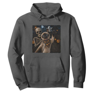 Funny Skeleton Selfie Siamese Cat Hoodie Halloween Spooky Cat Lover Gift TS12 Dark Heather Print Your Wear