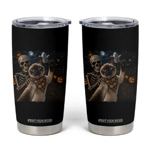 Funny Skeleton Selfie Siamese Cat Tumbler Cup Halloween Spooky Cat Lover Gift