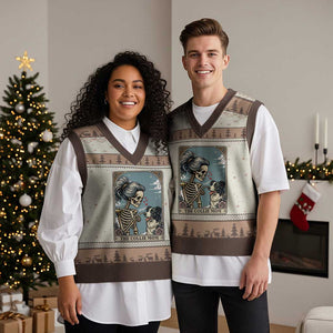 Border Collie Mom Skeleton Tarot Card V-Neck Knit Sweater Vest Boop Sheepdog Dog Lover Gift TS12 Mocha Mousse Print Your Wear