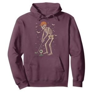 Halloween Skeleton Golfer Hoodie Funny Golf Lover Gift TS12 Maroon Print Your Wear
