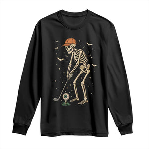 Halloween Skeleton Golfer Long Sleeve Shirt Funny Golf Lover Gift TS12 Black Print Your Wear