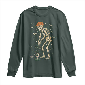 Halloween Skeleton Golfer Long Sleeve Shirt Funny Golf Lover Gift TS12 Dark Forest Green Print Your Wear