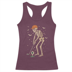 Halloween Skeleton Golfer Racerback Tank Top Funny Golf Lover Gift TS12 Maroon Print Your Wear