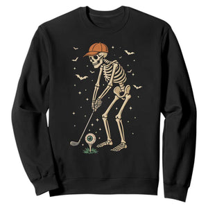 Halloween Skeleton Golfer Sweatshirt Funny Golf Lover Gift TS12 Black Print Your Wear