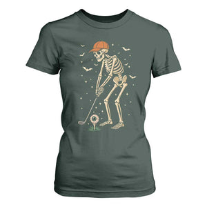 Halloween Skeleton Golfer T Shirt For Women Funny Golf Lover Gift TS12 Dark Forest Green Print Your Wear