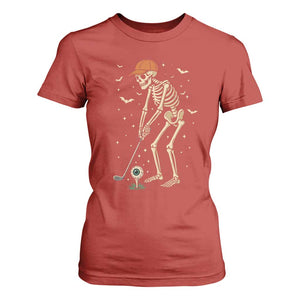 Halloween Skeleton Golfer T Shirt For Women Funny Golf Lover Gift TS12 Red Print Your Wear