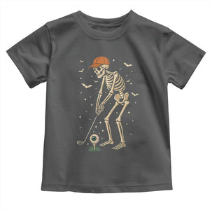 Halloween Skeleton Golfer Toddler T Shirt Funny Golf Lover Gift TS12 Dark Heather Print Your Wear