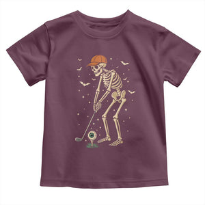Halloween Skeleton Golfer Toddler T Shirt Funny Golf Lover Gift TS12 Maroon Print Your Wear
