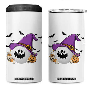 Halloween Golfer Gift 4 in 1 Can Cooler Tumbler Creepy Golf Ball With Witch Hat TS12 One Size: 16 oz White Print Your Wear